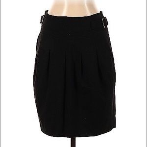 BCBGMAXAZRIA Double Buckle Belt Pleated Skirt